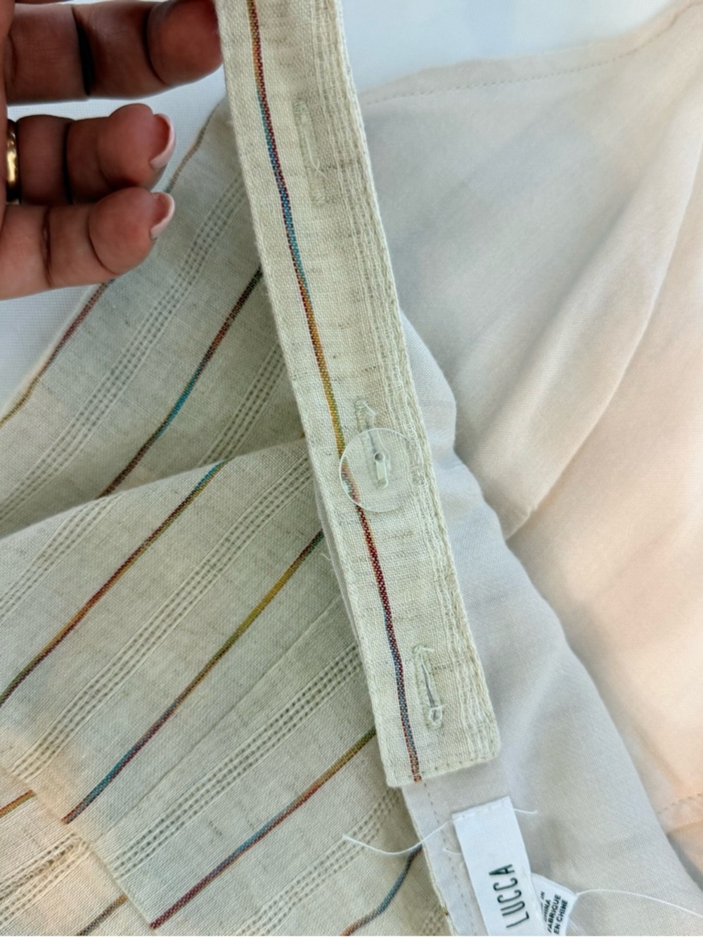 Lucca Beige Striped Button-Front Linen cotton Dress size Small BNWT - Picture 9 of 13